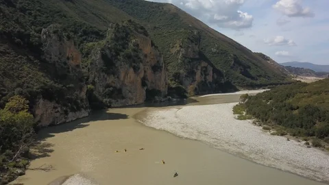 Kayakers at river valley Video stock 129232466