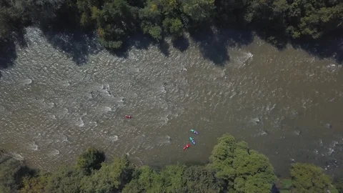 Kayakers at river valley Stock Footage 129250764