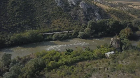 Kayakers at river valley Stock-Footage 129250784