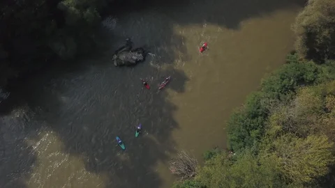 Kayakers at river valley Video stock 129251358