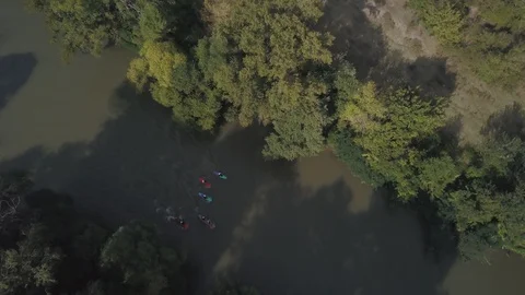 Kayakers at river valley Stock Footage 129251576