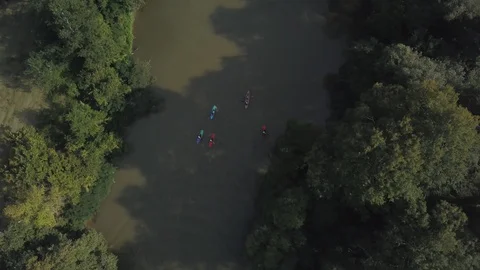 Kayakers at river valley Stock Footage 129263878