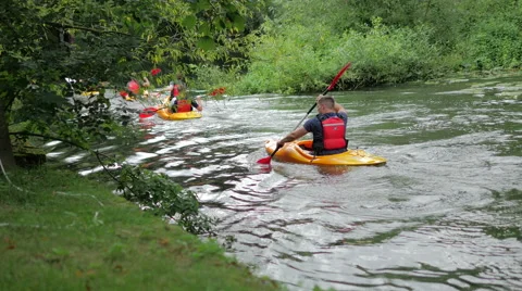 Kayakers on Thames River in Windsor Stock Footage 40732642