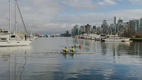 Kayakers train in Vancouver B.C. Stock Footage 331081079