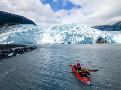 Kayaking in Ailaic Bay, Alaska Stock Photos