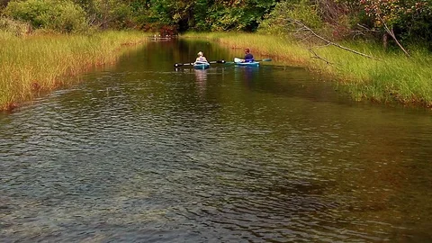 Kayaking along Huron River. Stock Footage 80074526