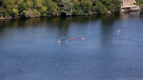 Kayaking along the river Stock Footage 75608055
