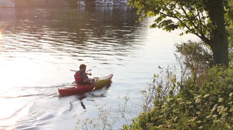 Kayaking Along a River in the Sun Vídeo Stock 38105977