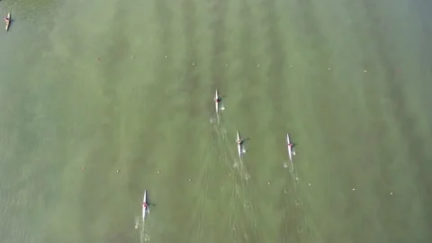 Kayaking and canoeing competitions, drone shooting Stock Footage 182607920