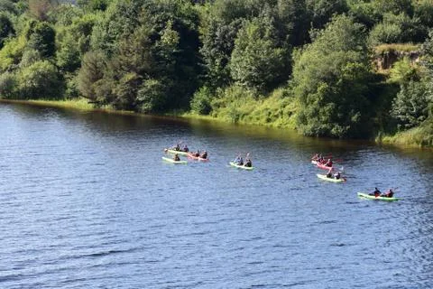 Kayaking on the Avon Ri Lake Ireland Stock Photos