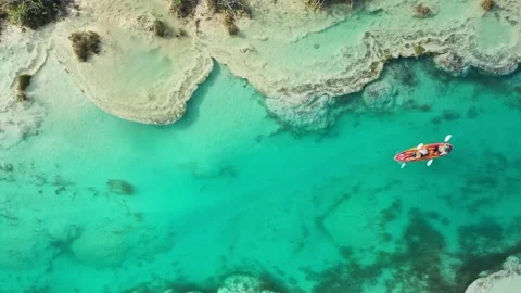 Kayaking in beautiful turquoise river Видео 255128384