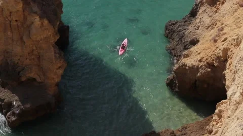 Kayaking between the atlantic rocks Stock Footage 46951867