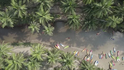 Kayaking at cola beach goa drone view 2 Video stock 245840205