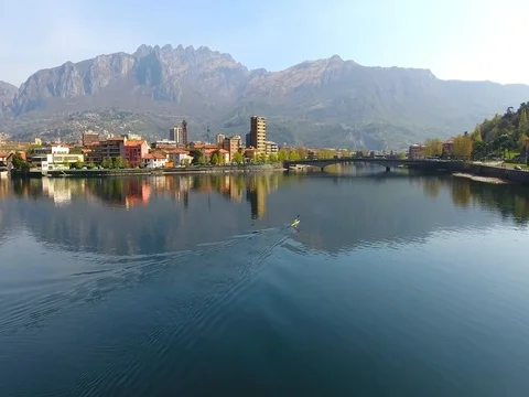 Kayaking on Como Lake Stock Footage 74072855