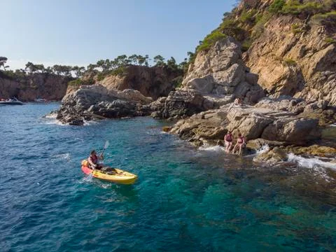 Kayaking Costa Brava Stock Photos