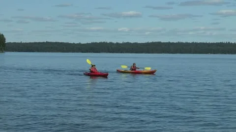 Kayaking Couple Stock Footage 12753705
