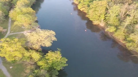 Kayaking down the river Stock Footage 129062934