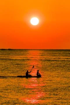 Kayaking at dusk Stock Photos