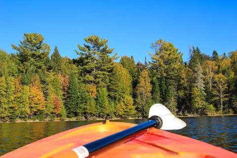 Kayaking in early Fall in Canada Stock Photos