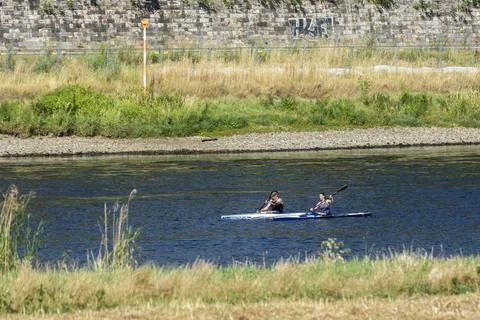 Kayaking on the Elbe. Stock Photos