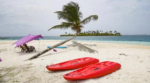 Kayaking, Exotic tropical island Stock Photos