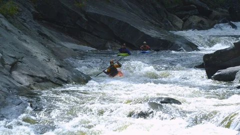 Kayaking in the fast moving river Stock Footage 103823695