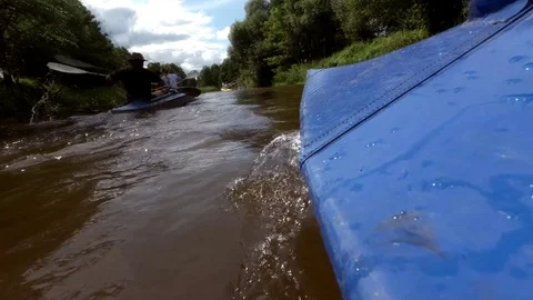 Kayaking on the forest river Stock Footage 84306705