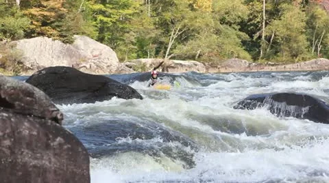 KAYAKING ON THE GAULEY RIVER Stock Footage 12186722