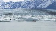 Kayaking By Icebergs And Glacier, Alaska Stock Footage