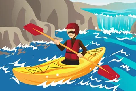 Kayaking Stock Illustration