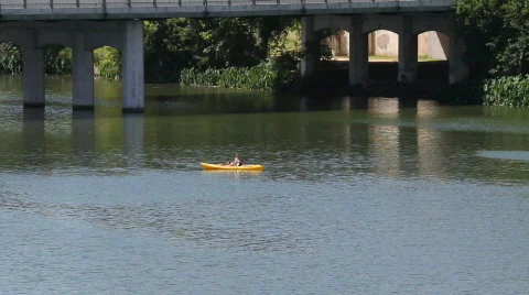 Kayaking on Lady Bird Lake Austin, Texas Stock Footage 796853