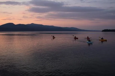 Kayaking on lake champlain Stock Photos