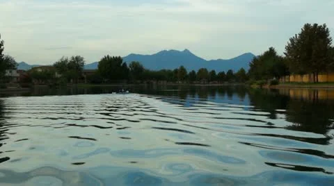 Kayaking on lake Stock Footage 11444071