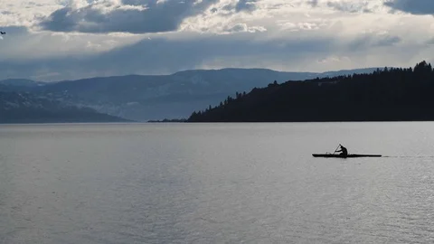Kayaking on a lake Stock Footage 98894877