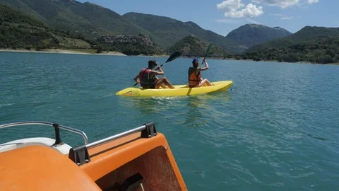 Kayaking on the lake Stock Footage 126190990