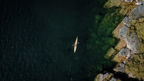 Kayaking on lake Huron Stock Footage 116068384