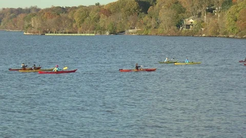 Kayaking Lesson On The Hudson River New York Stock Footage 120574732