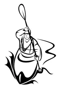 Kayaking man Ilustração Stock