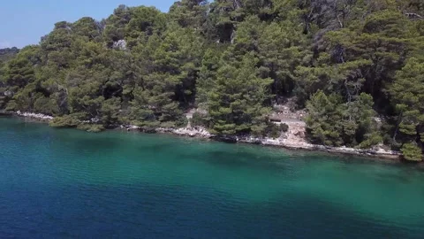 Kayaking Mljet’s Lakes: 4K Drone Adventure Clip Stock Footage 304172423