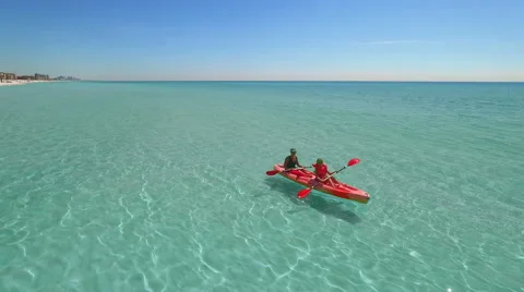 Kayaking in Ocean Stock Footage 61297656
