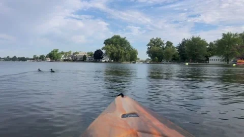 Kayaking on a quiet lake Stock Footage 160132372