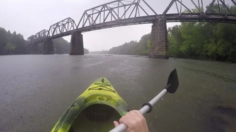 Kayaking In The Rain Stock Footage 53853746