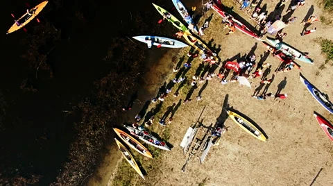Kayaking on the river between the reeds Stock Footage 64345640