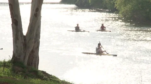 Kayaking on the river  Stock Footage 45603944