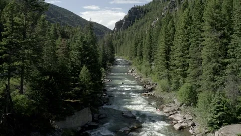Kayaking The River Mountains 4 Stock Footage 281260630