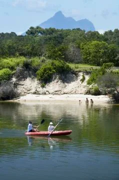 Kayaking on the river Stock Photos