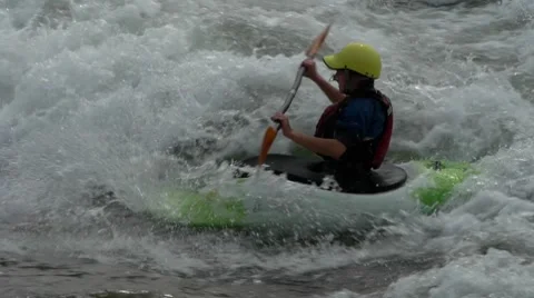 Kayaking on river with roll over Stock Footage 8685045