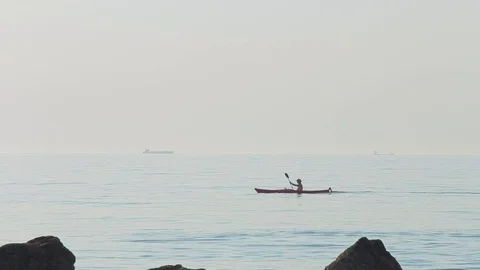 Kayaking on the sea  Stock Footage 78240885