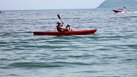 Kayaking in the sea Stock Footage 91281543