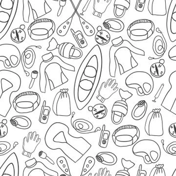 Kayaking seamless pattern Stock Illustration